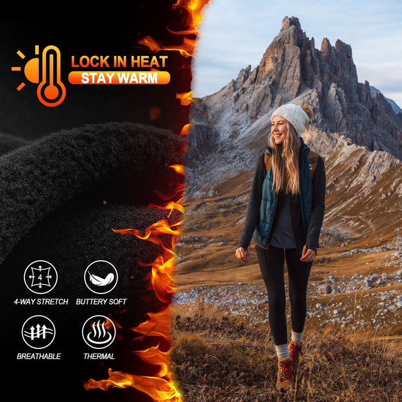 FULLSOFT 4 Pack Fleece Lined Leggings with Pockets for Women High Waisted Thermal Winter Warm Yoga Pants for Workout Running - Image 3